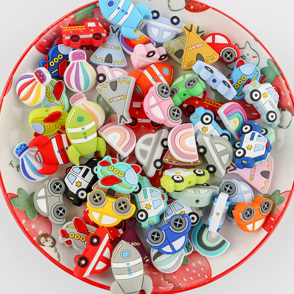 50Pcs Silicone Beads Car Airplane Fruit Ocean Rainbow Series Jewelry Making Bracelet DIY Pacifier Chain Accessories Baby Toys
50Pcs Silicone Beads Car Airplane Fruit Ocean Rainbow Series Jewelry Making Bracelet DIY Pacifier Chain Accessories Baby Toys