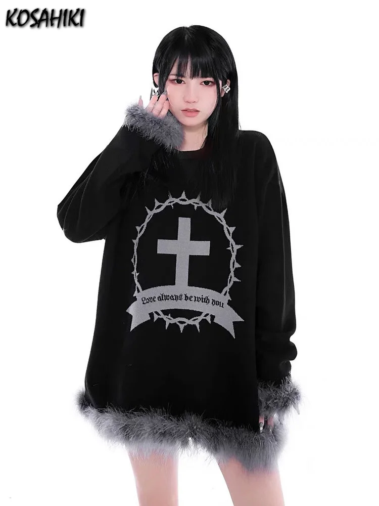 Пуловер женский вязаный в стиле пэчворк, повседневный свободный Готический свитер в стиле Харадзюку С ПЕРЕКРЕСТНЫМ принтом, уличная одежда, джемпер
Пуловер женский вязаный в стиле пэчворк, повседневный свободный Готический свитер в стиле Харадзюку С ПЕРЕКРЕСТНЫМ принтом, уличная одежда, джемпер