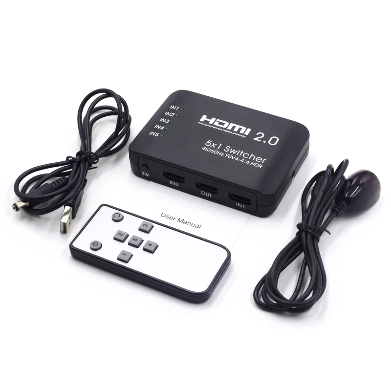 HDMI Switch Out Switcher 5x1 4k/60hz HDR with IR Remote Support 4K 3D 5 in 1 for Xbox PS4 5 HD Input 2.0
HDMI Switch Out Switcher 5x1 4k/60hz HDR with IR Remote Support 4K 3D 5 in 1 for Xbox PS4 5 HD Input 2.0