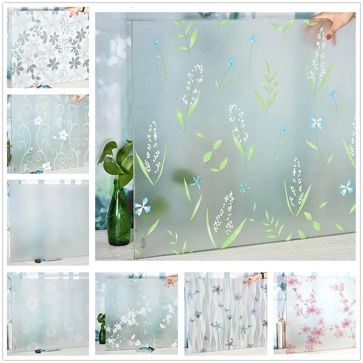 

Window Privacy Film Frosted Glass Self Adhesive Opaque Vinyl Decorative Stickers UV Blocking Heat Control Covering for Home