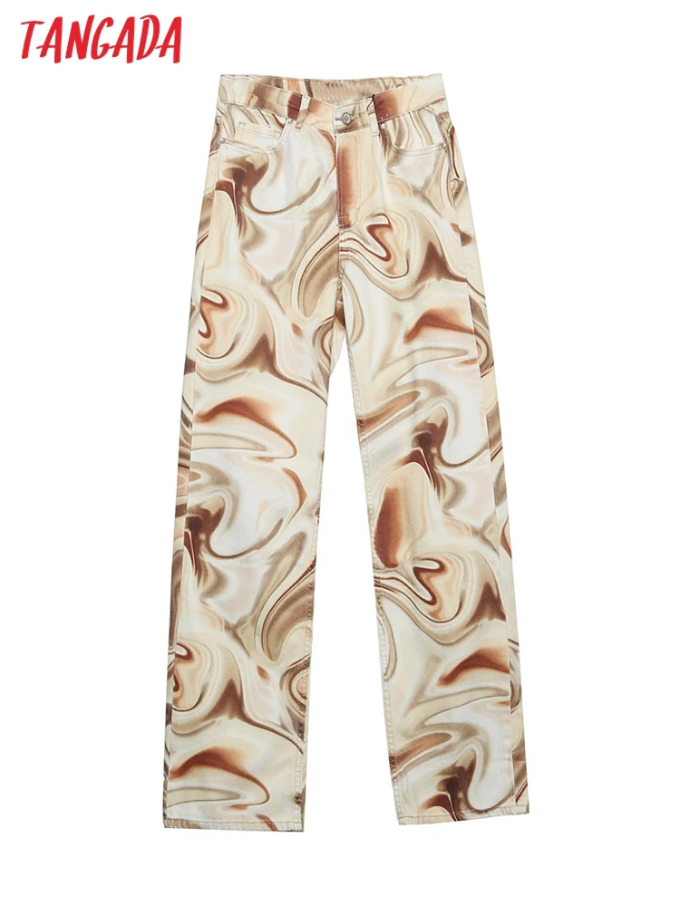 Tangada 2022 Fashion Women Print High Waist Jeans Pants Long Trousers Pockets Buttons Female Pants 6H48 
Tangada 2022 Fashion Women Print High Waist Jeans Pants Long Trousers Pockets Buttons Female Pants 6H48