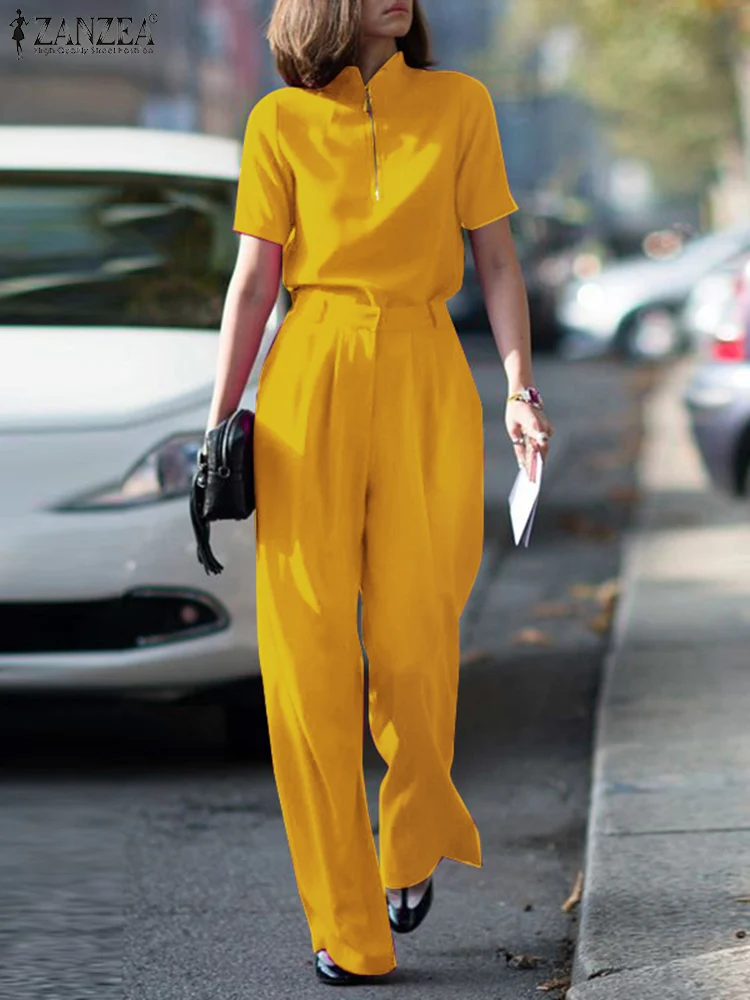 ZANZEA Vintage Short Sleeve Turtleneck Tracksuits Summer Holiday Wide Leg Pant Sets Female 2022 Women Casual Solid Matching Sets
ZANZEA Vintage Short Sleeve Turtleneck Tracksuits Summer Holiday Wide Leg Pant Sets Female 2022 Women Casual Solid Matching Sets