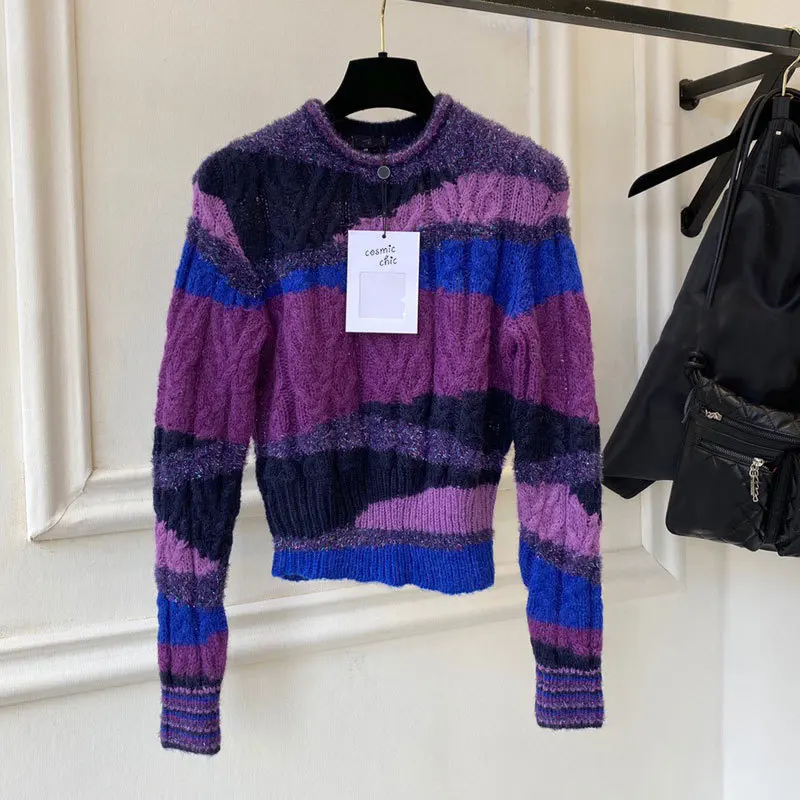 22Autumn New Female Purple Knitted Sweater Fashion Runway Waist Slimming Round Neck Pullovers Elegant Temoerament Luxury Clothes
22Autumn New Female Purple Knitted Sweater Fashion Runway Waist Slimming Round Neck Pullovers Elegant Temoerament Luxury Clothes