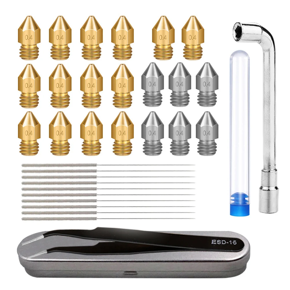 34pcs Storage Box Extruder For MK8 Tube Throat L Shaped Wrench Maintenance 3D Printer Tweezers Dredge Nozzle Cleaning Tool Kit
34pcs Storage Box Extruder For MK8 Tube Throat L Shaped Wrench Maintenance 3D Printer Tweezers Dredge Nozzle Cleaning Tool Kit