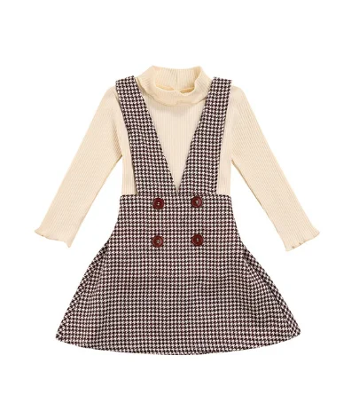 Girls Autumn Fashion Clothes Set 2 Pieces Suit Solid Turtleneck Tops+Plaid Suspender Skirt Kids Sets Girls Clothes 1-6Y
Girls Autumn Fashion Clothes Set 2 Pieces Suit Solid Turtleneck Tops+Plaid Suspender Skirt Kids Sets Girls Clothes 1-6Y