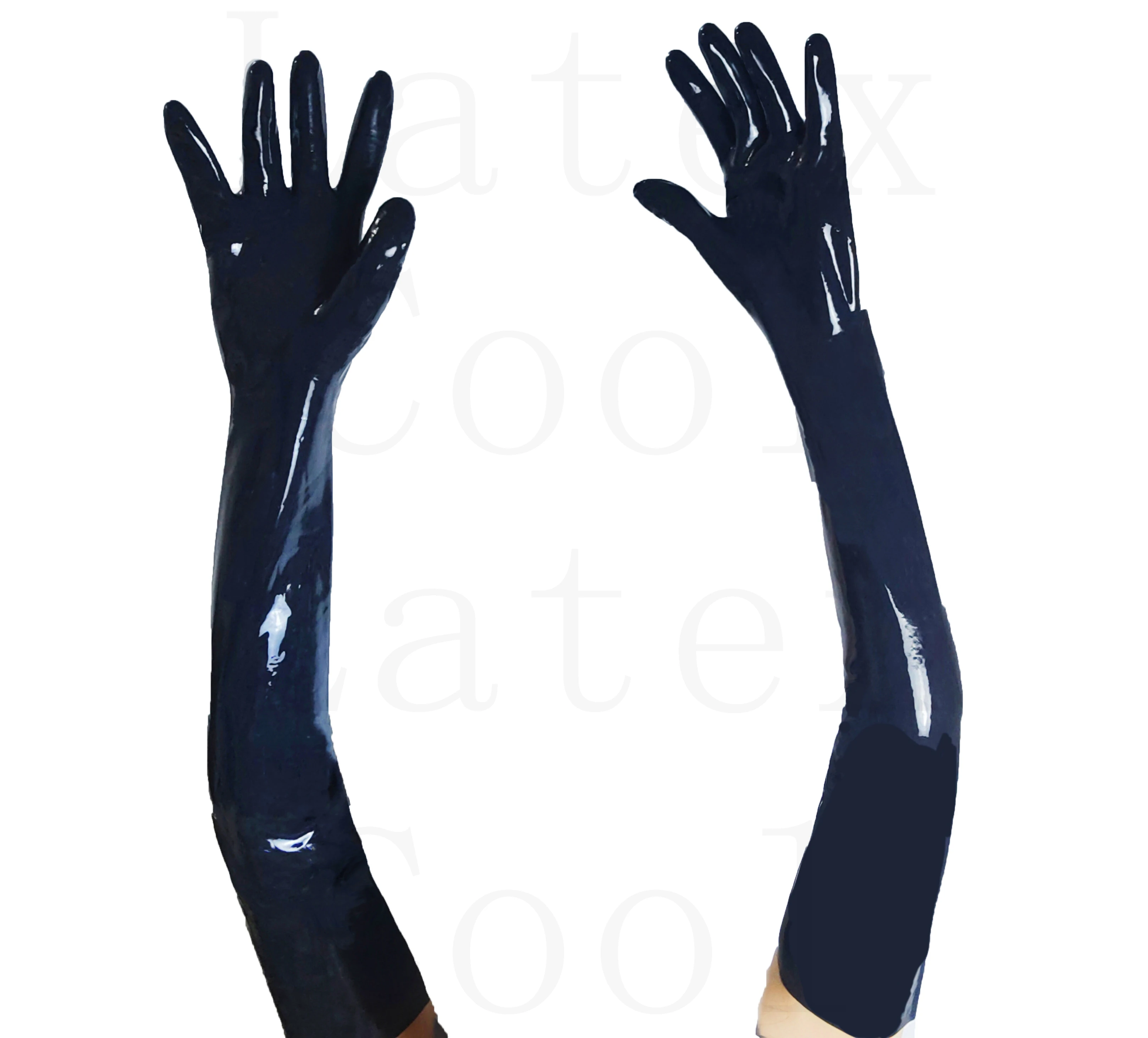 100% Latex rubber Gummi black long gloves over the elbow Size S-XL 0.4mm 
100% Latex rubber Gummi black long gloves over the elbow Size S-XL 0.4mm