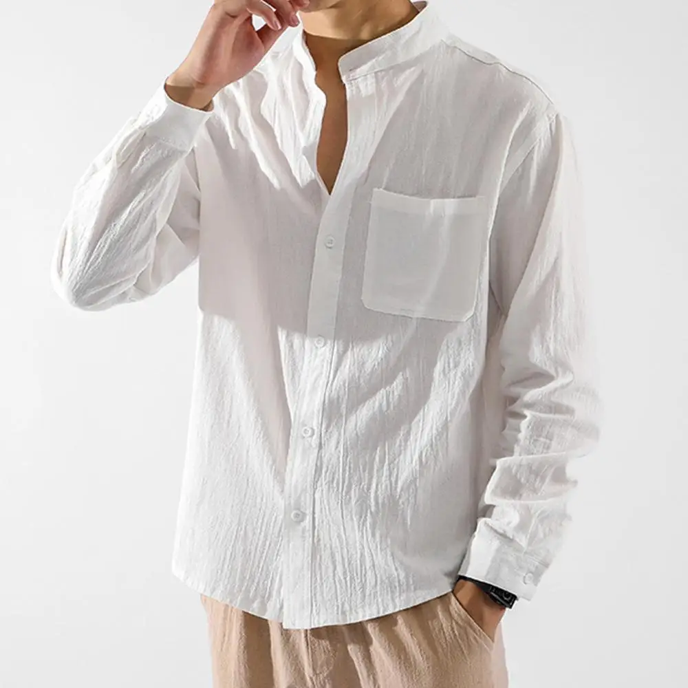 Рубашка мужская с длинным рукавом, хлопок и лен, однотонная, с отложным воротником, в повседневном стиле, весна-осень
Рубашка мужская с длинным рукавом, хлопок и лен, однотонная, с отложным воротником, в повседневном стиле, весна-осень