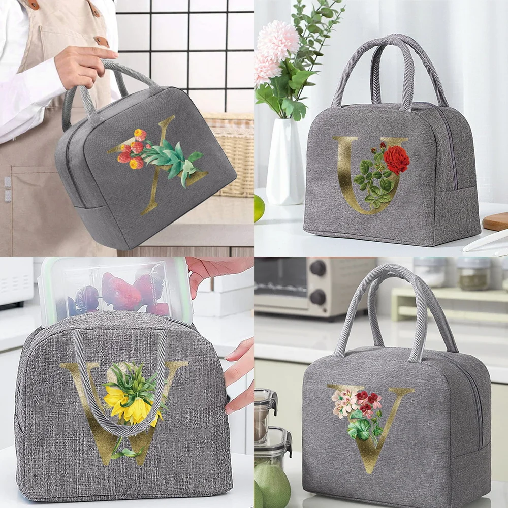 Lunch Bag for Women Portable Insulated Cooler Bag Thermal Food Picnic Lunch Box Ice Pack Tote Pouch Grey Golden flower Pattern
Lunch Bag for Women Portable Insulated Cooler Bag Thermal Food Picnic Lunch Box Ice Pack Tote Pouch Grey Golden flower Pattern