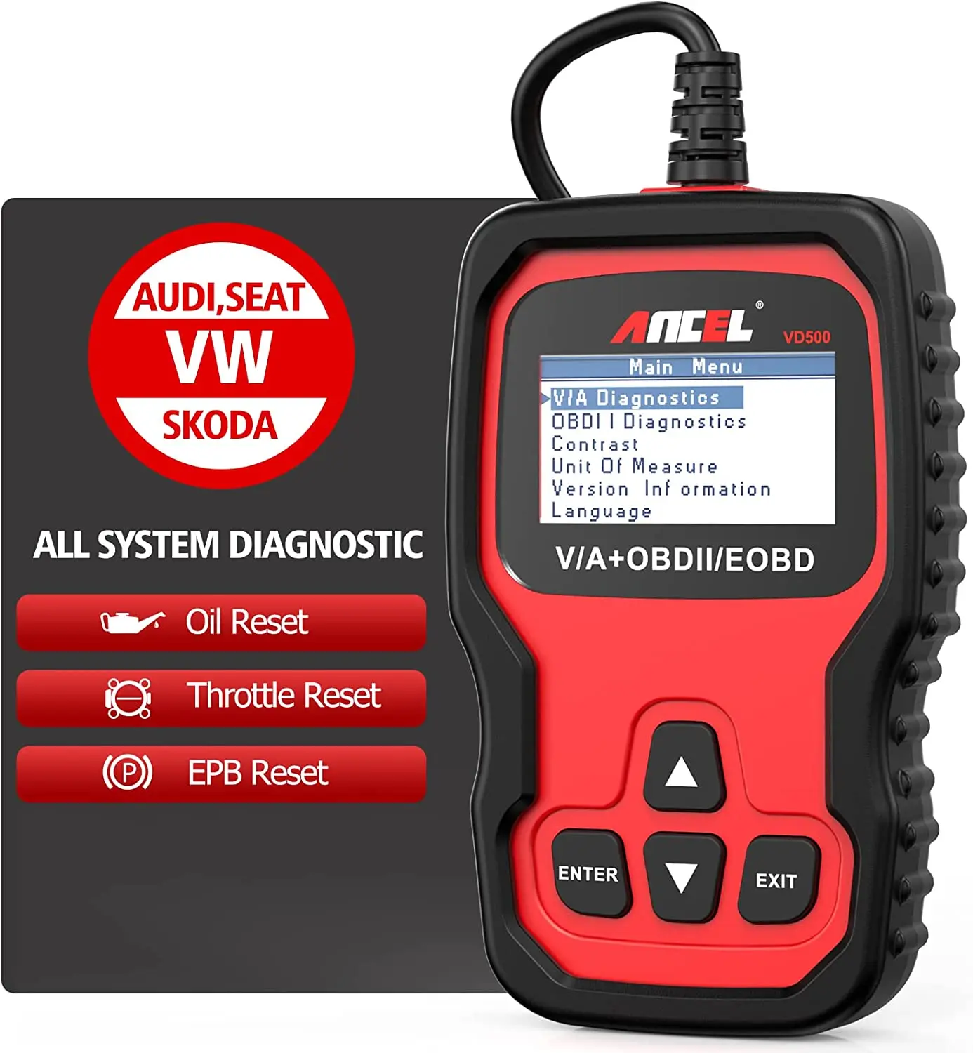 Диагностическое устройство Ancel VD500Pro OBD2, считыватель кодов неисправности для автомобилей VW/Audi/Skoda/seat, диагностический прибор для проверки дв...
Диагностическое устройство Ancel VD500Pro OBD2, считыватель кодов неисправности для автомобилей VW/Audi/Skoda/seat, диагностический прибор для проверки дв...