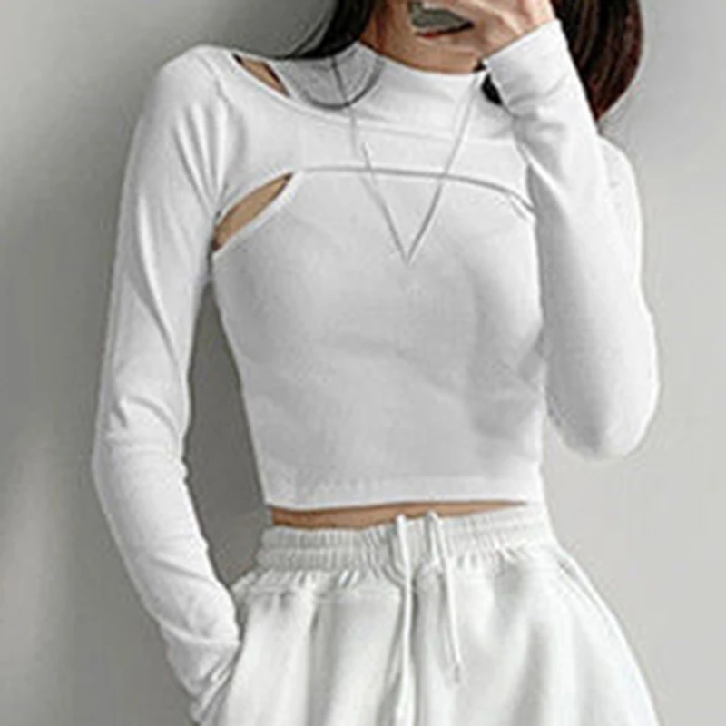 Hollow Knitted Crop Tops Women New Sports Fake Two Piece T-shirt Female Black White Long Sleeve Tops
Hollow Knitted Crop Tops Women New Sports Fake Two Piece T-shirt Female Black White Long Sleeve Tops