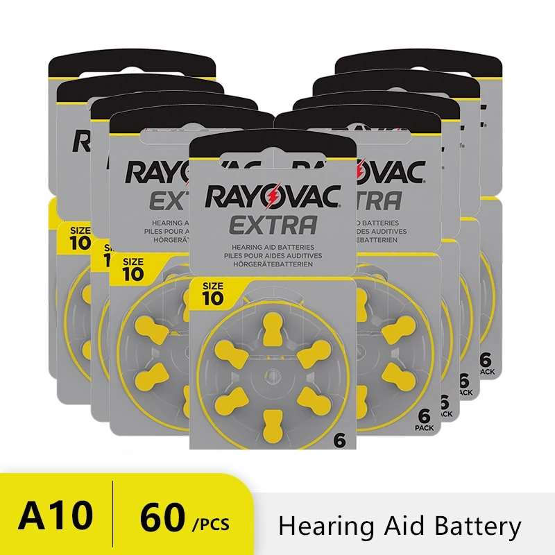 60PCS Hearing Aid Batteries 10 Rayovac Extra Battery A10 10A PR70 10 High Performance Zinc Air Battery For Digital Hearing Aid 
60PCS Hearing Aid Batteries 10 Rayovac Extra Battery A10 10A PR70 10 High Performance Zinc Air Battery For Digital Hearing Aid
