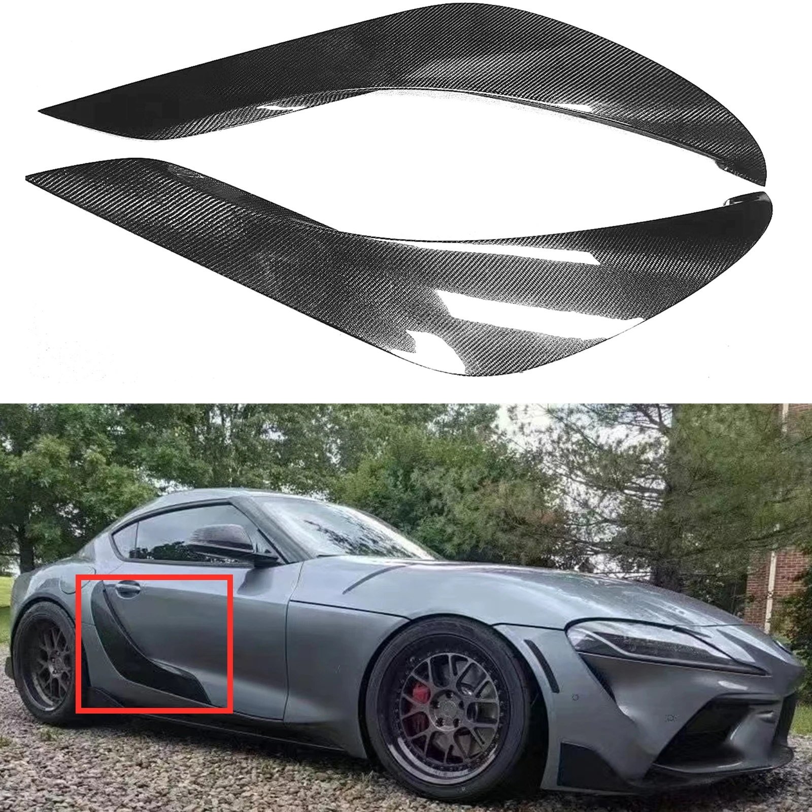For Toyota Supra A90 2019-2021 Carbon Fiber Car Exterior Door Panel Side Fender Vent Trim Body Kit Board Decoration Cover Strip
For Toyota Supra A90 2019-2021 Carbon Fiber Car Exterior Door Panel Side Fender Vent Trim Body Kit Board Decoration Cover Strip