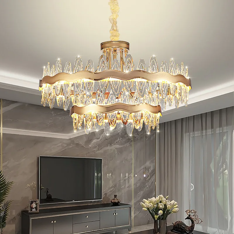 Living room luxury crystal chandeliers modern island lighting golden lobby decorative lights
Living room luxury crystal chandeliers modern island lighting golden lobby decorative lights