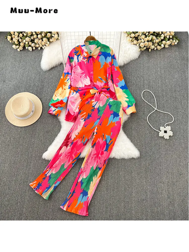 2023 Spring Fashion Casual Tie Dye Two-piece Set Women Loose Long Sleeve Bow Shirt + Elastic Waist Trousers Sets Pants Suits
2023 Spring Fashion Casual Tie Dye Two-piece Set Women Loose Long Sleeve Bow Shirt + Elastic Waist Trousers Sets Pants Suits