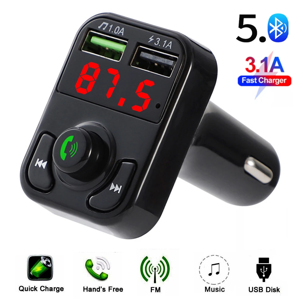 Car Bluetooth 5.0 FM Transmitter Kit BT MP3 Player Wireless Handsfree Audio Receiver 3.1A Dual USB Fast Charger Auto Accessories
Car Bluetooth 5.0 FM Transmitter Kit BT MP3 Player Wireless Handsfree Audio Receiver 3.1A Dual USB Fast Charger Auto Accessories