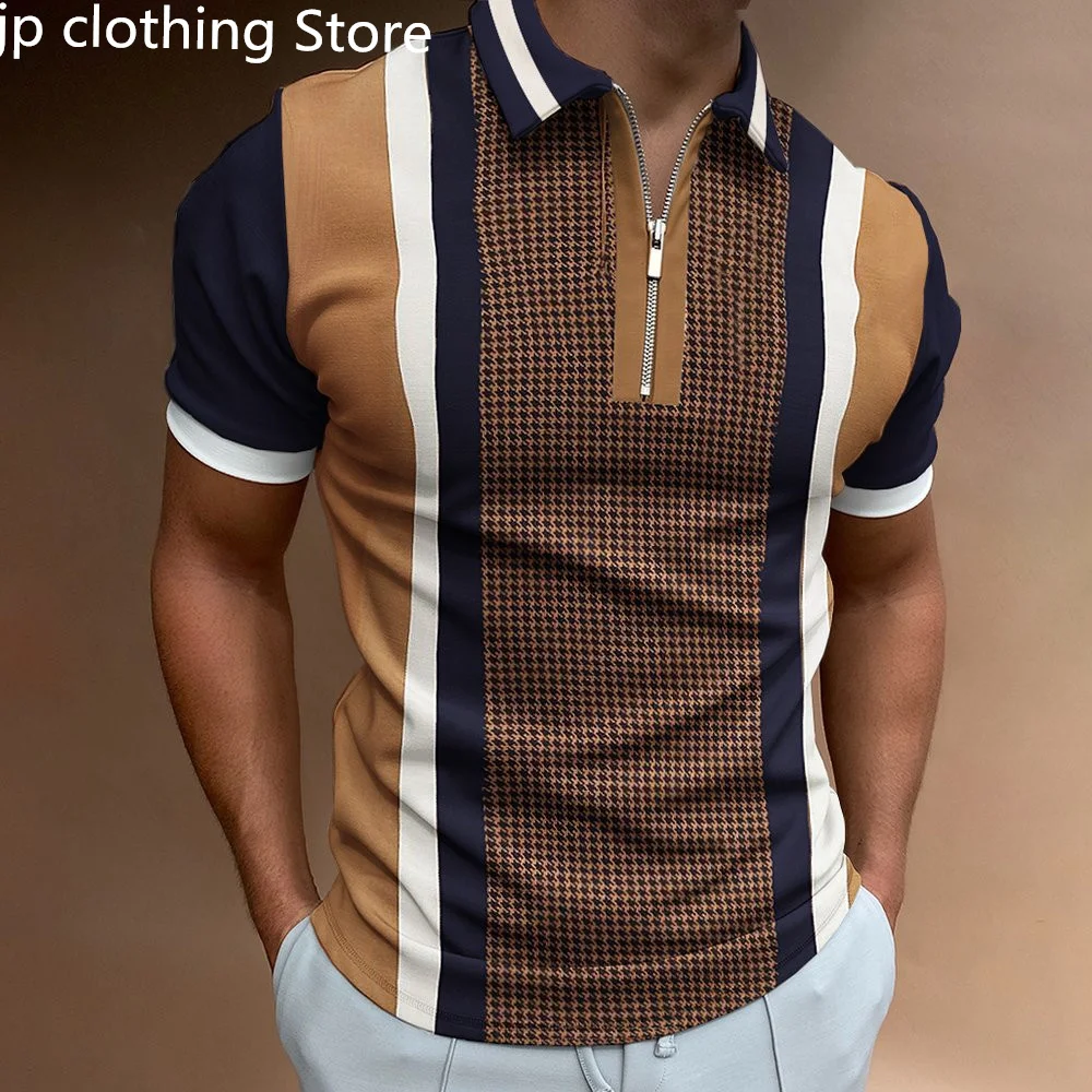 Summer Chic Plaid Stripe Golf Casual polo shirts Polo Shirts Collar Zipper Design Men Street Clothes Polo T Shirt for Men
Summer Chic Plaid Stripe Golf Casual polo shirts Polo Shirts Collar Zipper Design Men Street Clothes Polo T Shirt for Men