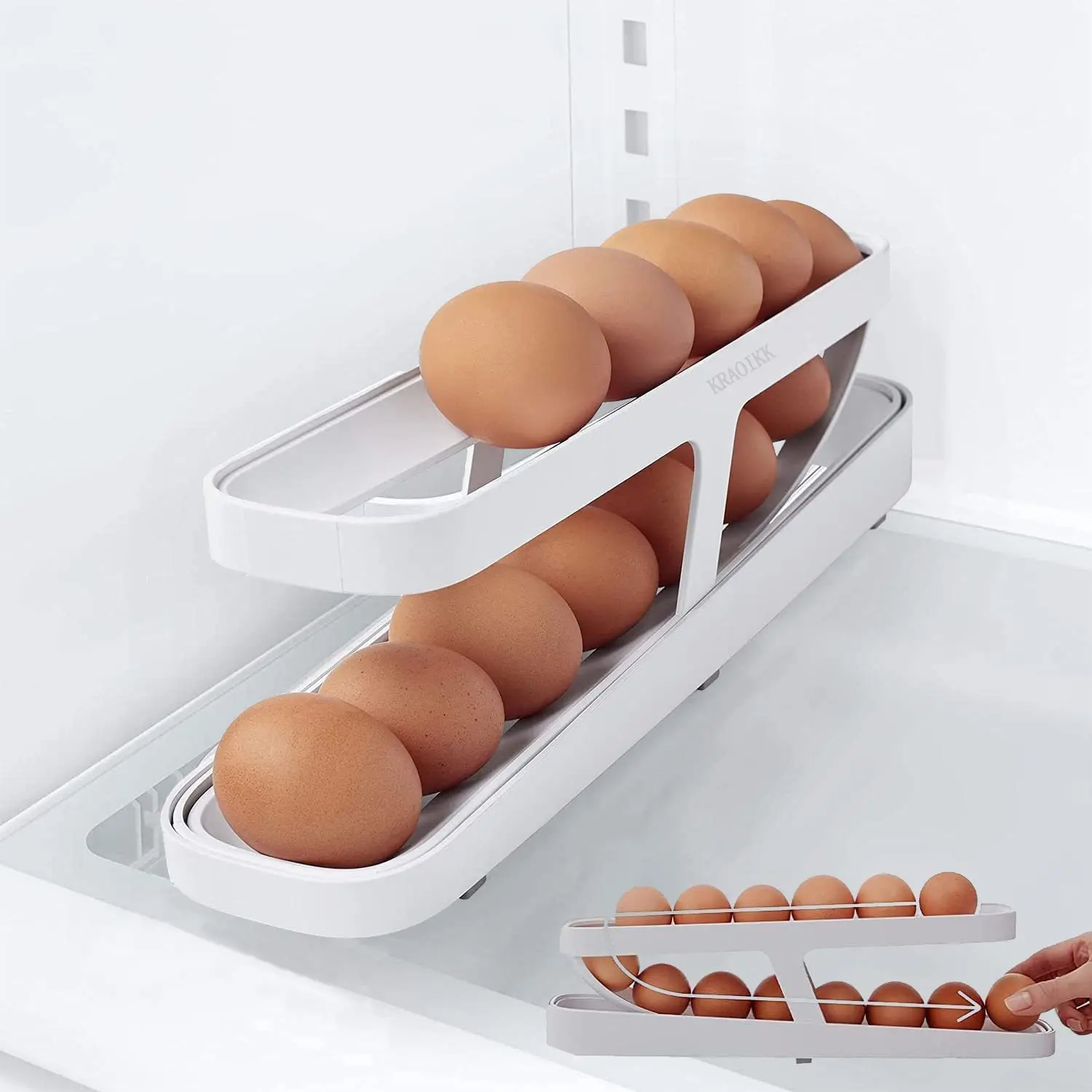 New Kitchen Rolldown Refrigerator Egg Dispenser Stand For Freezer Storage Automatic Rolling Container Egg Dispenser Organizer
New Kitchen Rolldown Refrigerator Egg Dispenser Stand For Freezer Storage Automatic Rolling Container Egg Dispenser Organizer