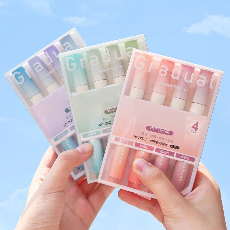 4pcs/set Macaron Color Gradient Highlighter Pens Kawaii Stationery Students Marker Pen Drawing Tool Cute School Office Supplies
4pcs/set Macaron Color Gradient Highlighter Pens Kawaii Stationery Students Marker Pen Drawing Tool Cute School Office Supplies