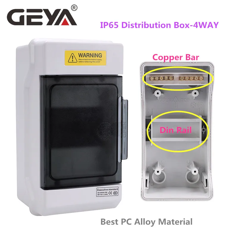 GEYA 4/9/12/18Way IP65 Waterproof Electrical Distribution Box Circuit Breaker Power Plastic Junction Wire Box with Copper Bar
GEYA 4/9/12/18Way IP65 Waterproof Electrical Distribution Box Circuit Breaker Power Plastic Junction Wire Box with Copper Bar