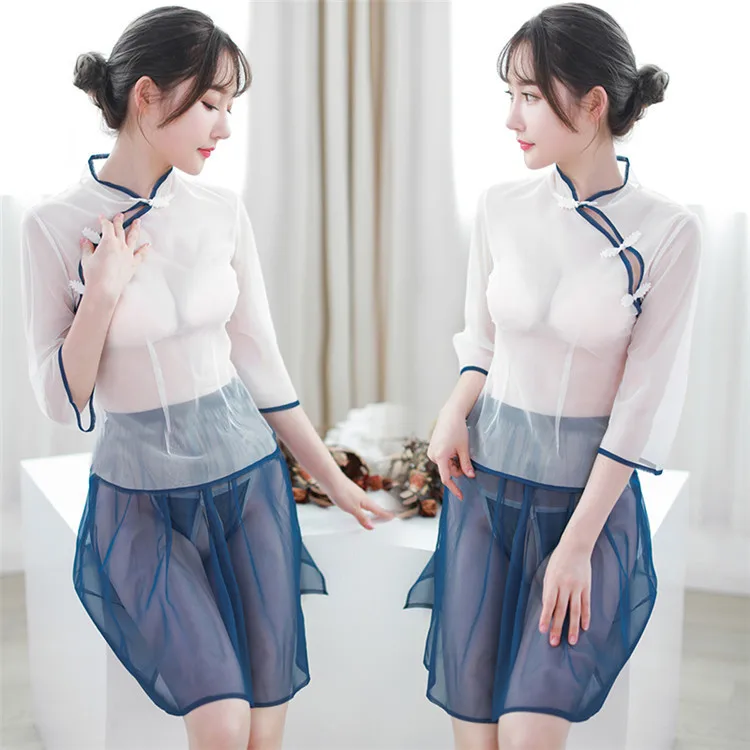 Sexy Lingerie Passion Suit Uniform Three-point Perspective Tease Republic of China Student Dress 
Sexy Lingerie Passion Suit Uniform Three-point Perspective Tease Republic of China Student Dress