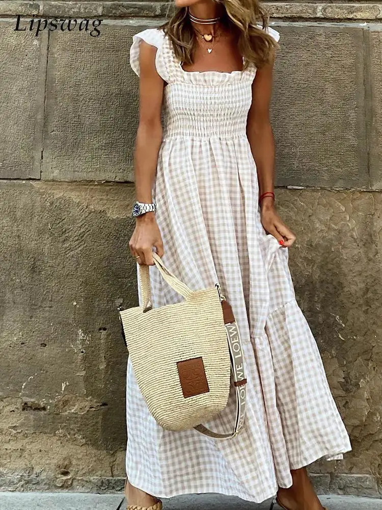 Платье женское длинное с квадратным вырезом, элегантное клетчатое вечернее с принтом, с поясом на резинке, с рукавом-бабочкой, на бретельках...
Платье женское длинное с квадратным вырезом, элегантное клетчатое вечернее с принтом, с поясом на резинке, с рукавом-бабочкой, на бретельках...