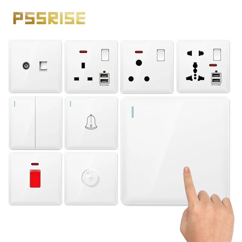 PSSRISE C82 Series EU/UK/UN Wall Switch High Power Socket USB 250V Deluxe PC Frame Panel Lamp Water Heater Switch 45A On/Off 16A
PSSRISE C82 Series EU/UK/UN Wall Switch High Power Socket USB 250V Deluxe PC Frame Panel Lamp Water Heater Switch 45A On/Off 16A