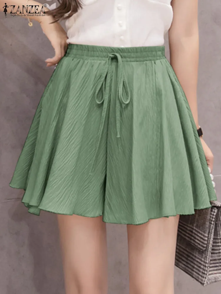 Модные однотонные широкие брюки ZANZEA с эластичным поясом, летние пляжные шорты, женские повседневные свободные брюки-трапеции, праздничные брюки палаццо 2023
Модные однотонные широкие брюки ZANZEA с эластичным поясом, летние пляжные шорты, женские повседневные свободные брюки-трапеции, праздничные брюки палаццо 2023