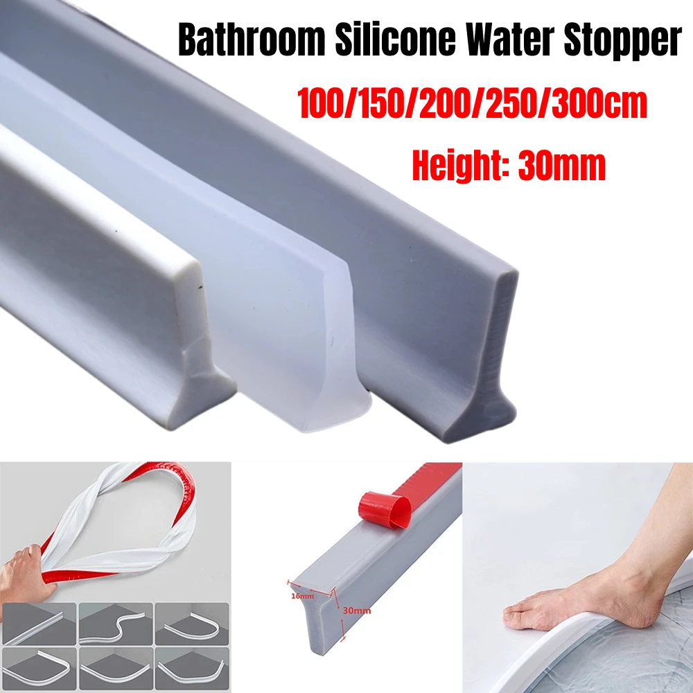 Rubber Silicone Shower Barrier Water Stopper Bathroom Waterproof Strip Water Retaining Strip Bendable Door Bottom Sealing Strip
Rubber Silicone Shower Barrier Water Stopper Bathroom Waterproof Strip Water Retaining Strip Bendable Door Bottom Sealing Strip