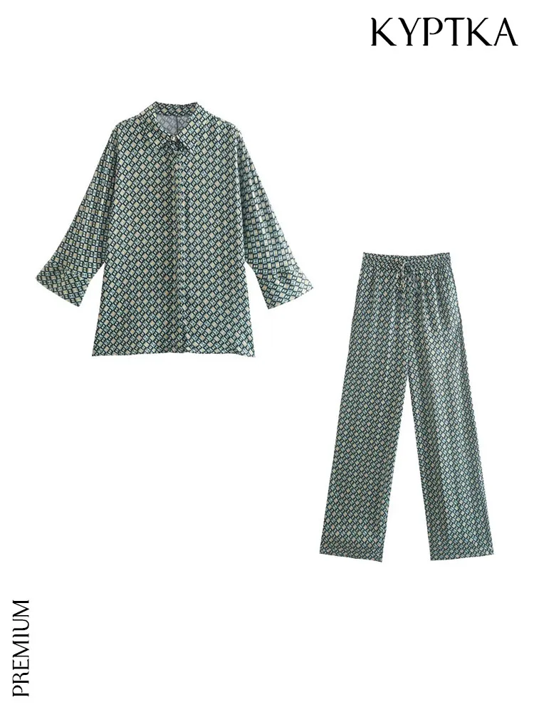 KYPTKA Women Fashion Geometric Print Loose Shirts And High Elastic Waist With Drawstring Trousers Female Two Piece Sets Mujer
KYPTKA Women Fashion Geometric Print Loose Shirts And High Elastic Waist With Drawstring Trousers Female Two Piece Sets Mujer