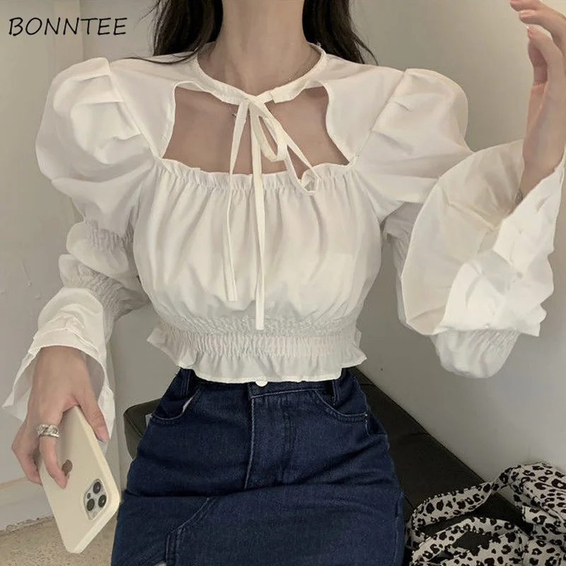 

Blouses Women Crops Tender 2022 New Arrival Pure Chic Prevalent Dating Spring Fall Leisure Preppy Style Holiday Fit Mujer Blusas