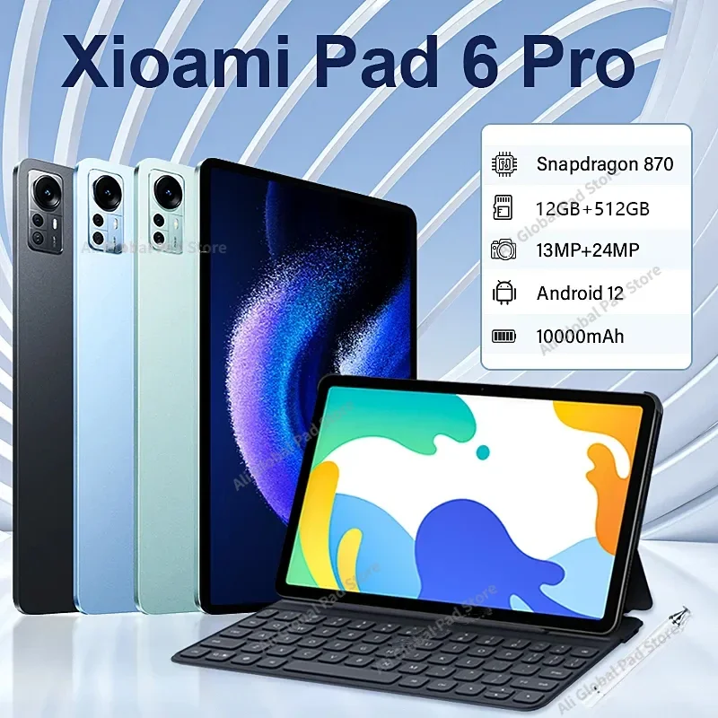 

2023 Original Pad 6 Pro Android 12 Tablet PC 11 Inch Snapdragon 870 12GB 512GB Tablette 120Hz 4K Screen 10000mAh Tab 5G WIFI Pad