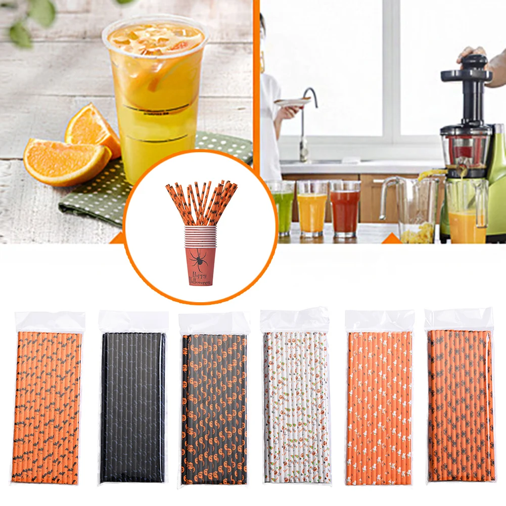 25Pack Halloween Horror Themed Straw Party Decor Pumpkin Bat Skull Stripe Pattern Drinking Paper Straws Home Holiday Supplies
25Pack Halloween Horror Themed Straw Party Decor Pumpkin Bat Skull Stripe Pattern Drinking Paper Straws Home Holiday Supplies