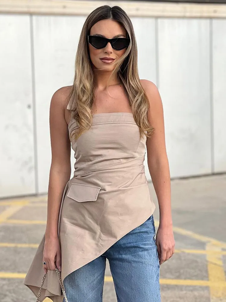 Sexy Halter Off Shoulder Irregular Tops And Wide Leg Pant 2 Pieces Set For Women Strapless T-shirt Sets Summer Streetwear Lady
Sexy Halter Off Shoulder Irregular Tops And Wide Leg Pant 2 Pieces Set For Women Strapless T-shirt Sets Summer Streetwear Lady