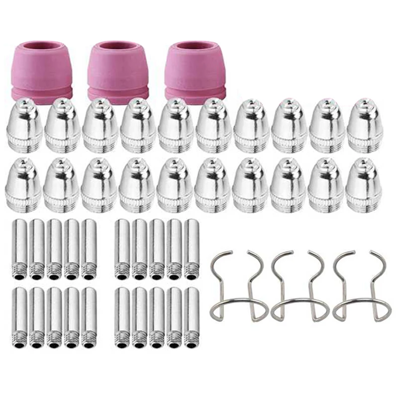 46PCS for SG-55 AG-60 WSD-60 Plasma Cutter Consumables Kit Plasma Cutting Torch Tip Nozzles Electrodes Shield Cap 1.0mm
46PCS for SG-55 AG-60 WSD-60 Plasma Cutter Consumables Kit Plasma Cutting Torch Tip Nozzles Electrodes Shield Cap 1.0mm