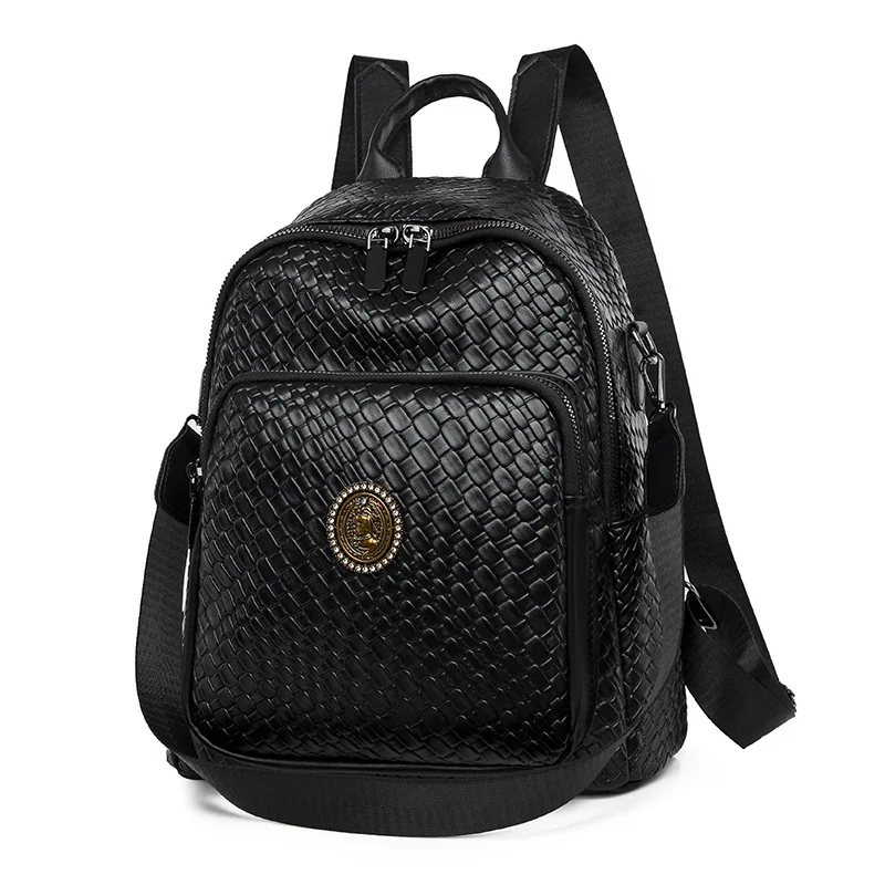 Large Capacity Solid Color Leather Backpack Women's Bag Female Travel Backpack 
Large Capacity Solid Color Leather Backpack Women's Bag Female Travel Backpack