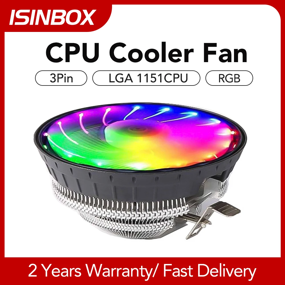 

Кулер для процессора 3Pin 1800 об/мин, бесшумный радиатор RGB для процессора Intel LGA 1151, охлаждающий вентилятор, бесшумные детали для настольного компьютера