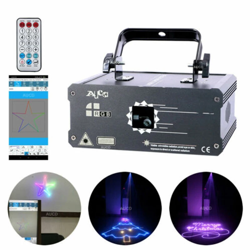 

New DJ Stage Lighting APP Program RGB Animation Laser Projector Bluetooth DMX Party Disco Xmas Professional Effect Show Light