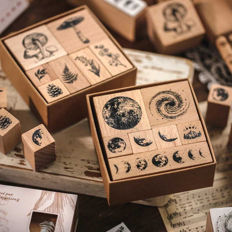 7 Pcs/Set Vintage Journal Wooden Stamp Moon Planet Mushroom Plant Scrapbooking Diary Decoration Seal Stationery School Supplies
7 Pcs/Set Vintage Journal Wooden Stamp Moon Planet Mushroom Plant Scrapbooking Diary Decoration Seal Stationery School Supplies