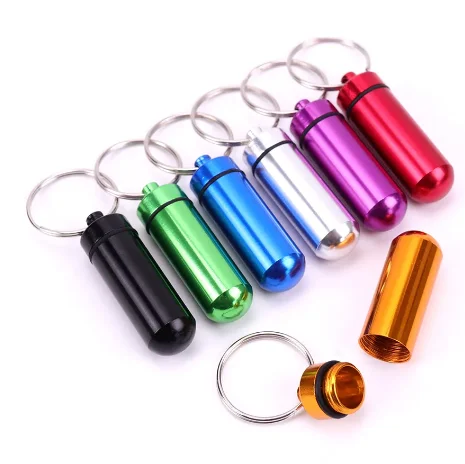

Waterproof Aluminum Pill Box Case Bottle Cache Drug Holder Container Keychain Medicine Box Health Care Sealed Capsule