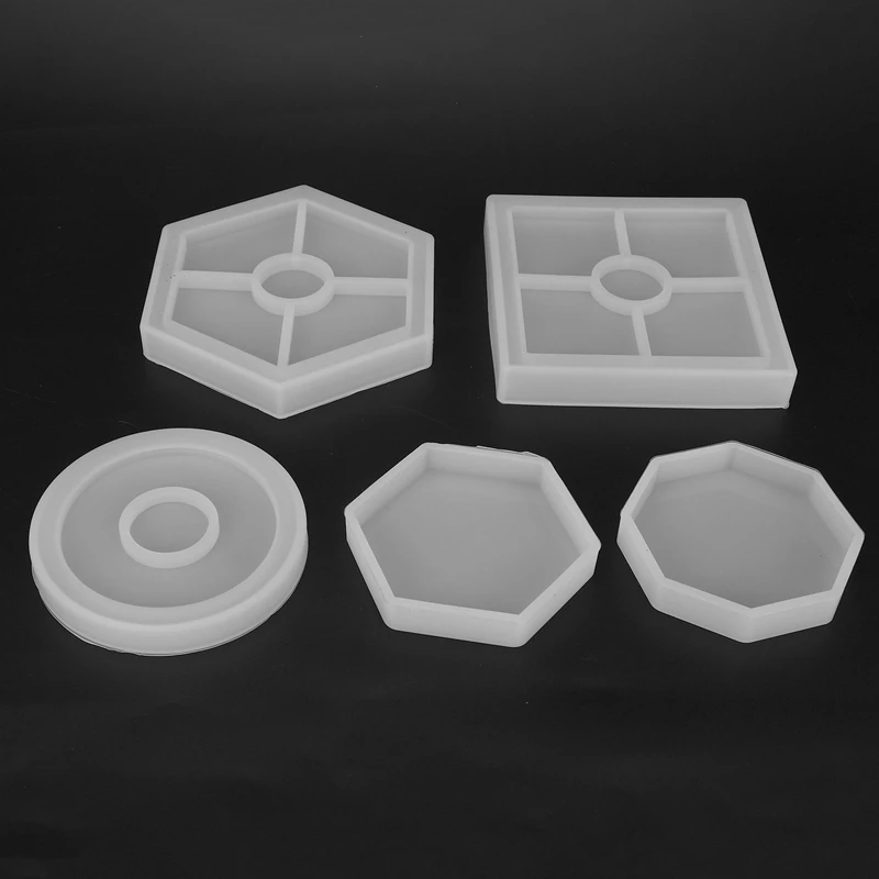 

20Pcs Diy Coaster Silicone Mold Included Square Hexagon Circle Octagon Mold For Resin, Concrete, Cement,Home Decoration