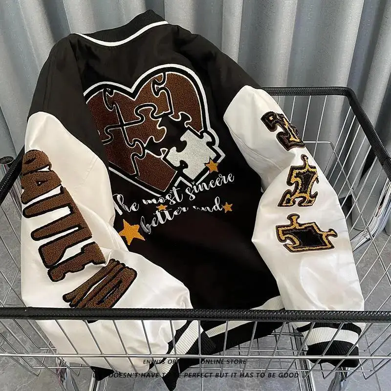 Spring and autumn retro quilted embroidered baseball uniform jacket men and women loose tide brand street jacket couple's shirt
Spring and autumn retro quilted embroidered baseball uniform jacket men and women loose tide brand street jacket couple's shirt