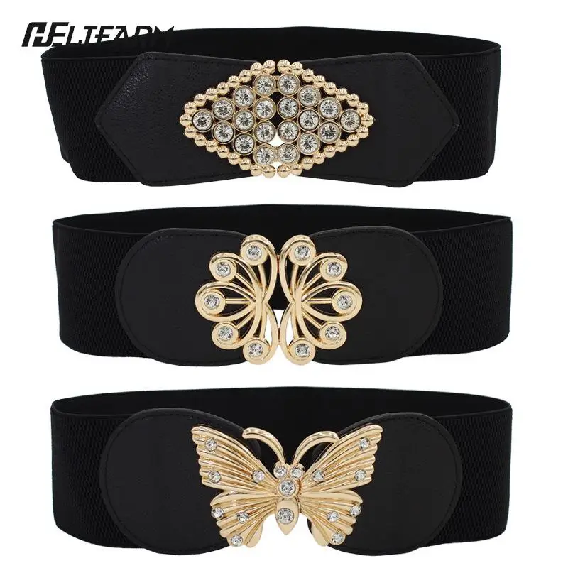 Wide Waist Belt Stretch Golden Buckle Corset Belt Elastic Cummerband Black Waistband Vintage Wide Belt
Wide Waist Belt Stretch Golden Buckle Corset Belt Elastic Cummerband Black Waistband Vintage Wide Belt