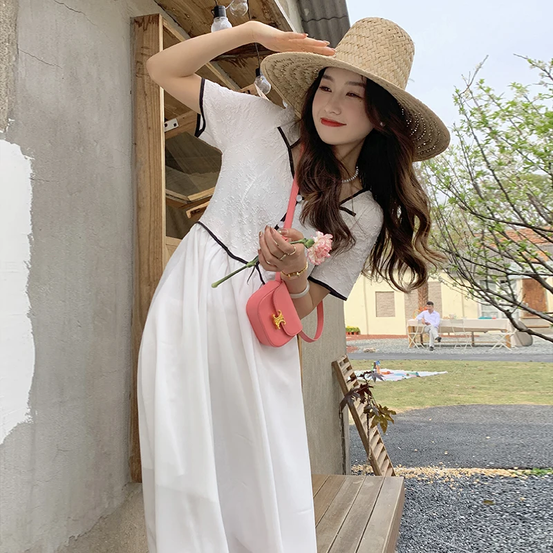 Женское летнее платье COIGARSAM, новинка 2022, платья во французском стиле с высокой талией и поясом, белые и черные платья, Прямая поставка
Женское летнее платье COIGARSAM, новинка 2022, платья во французском стиле с высокой талией и поясом, белые и черные платья, Прямая поставка