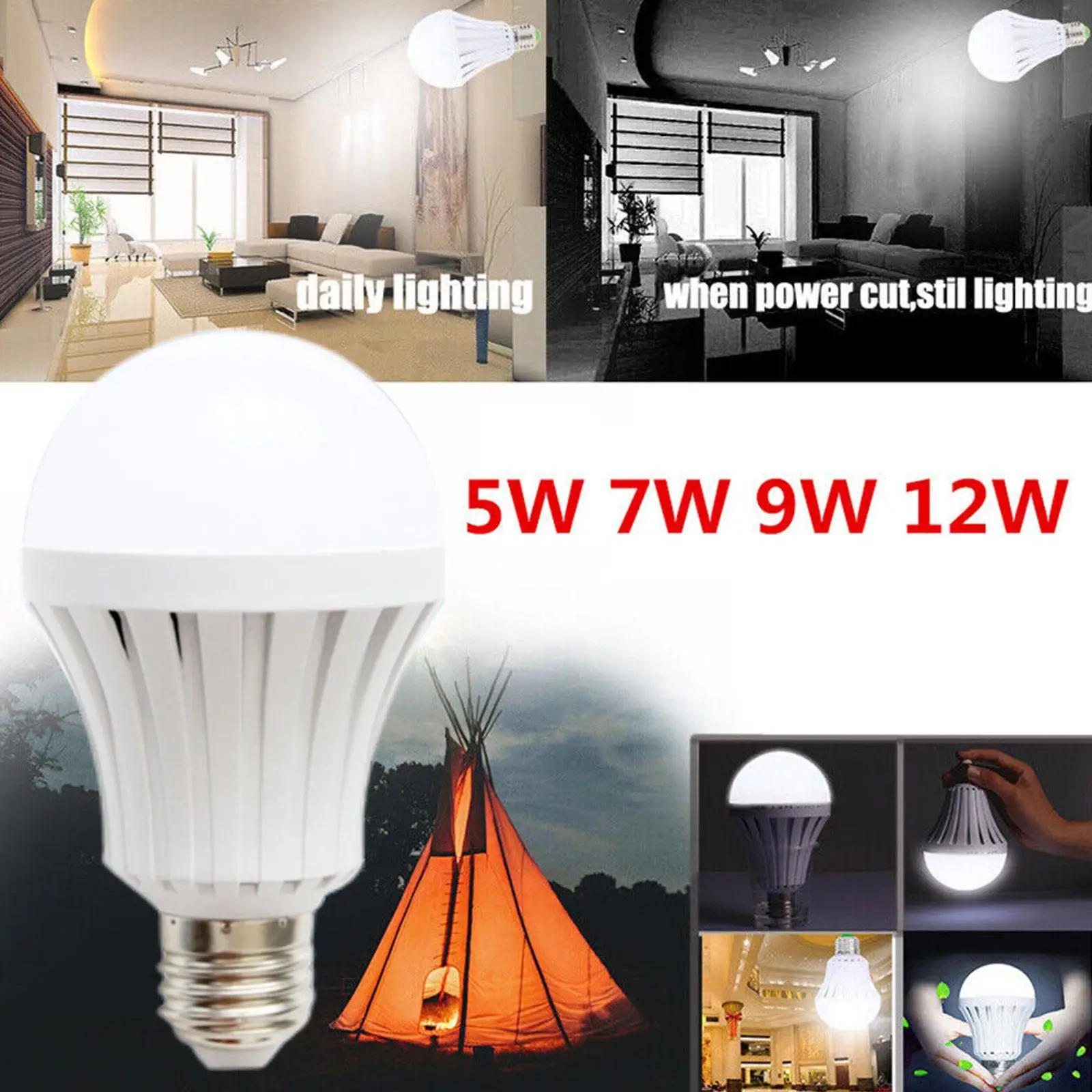 E27 LED Smart Emergency Light Led Bulb 5W 7W 9W Rechargeable Battery Lighting Lamp For Outdoor Lighting Bombillas Flashlight
E27 LED Smart Emergency Light Led Bulb 5W 7W 9W Rechargeable Battery Lighting Lamp For Outdoor Lighting Bombillas Flashlight