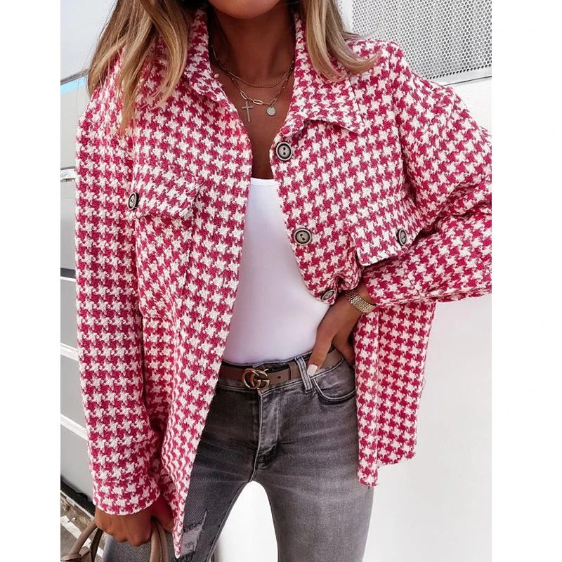 Foridol Houndstooth Print Pink Vintage Blazer Coat Autumn Winter Thick Black Casual Coat Jackets Oversize Button Chaqueta Mujer
Foridol Houndstooth Print Pink Vintage Blazer Coat Autumn Winter Thick Black Casual Coat Jackets Oversize Button Chaqueta Mujer