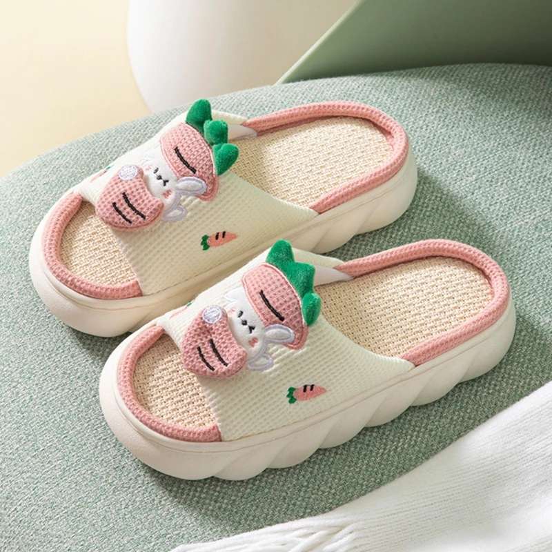 

Cute Cartoon Frogs Carrot Mute Linen Slippers Four Seasons General Indoor Home Cotton and Linen Sandal and Slippers