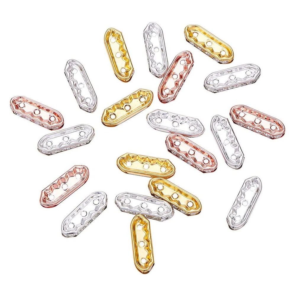 90pcs 3 Color Rhinestone Spacers Bars Brass 3-Hole Metal Spacers Bar Link Connectors for Multi Strand Bracelet Jewelry Making
90pcs 3 Color Rhinestone Spacers Bars Brass 3-Hole Metal Spacers Bar Link Connectors for Multi Strand Bracelet Jewelry Making