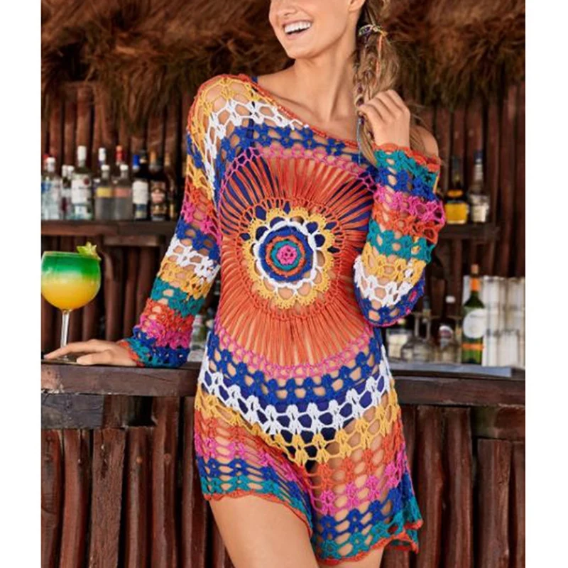 Women's Crochet Hollow Blouse Beach Knit Blouse Long Sleeve Vacation Wear Bikini Rainbow Multicolor One Size
Women's Crochet Hollow Blouse Beach Knit Blouse Long Sleeve Vacation Wear Bikini Rainbow Multicolor One Size