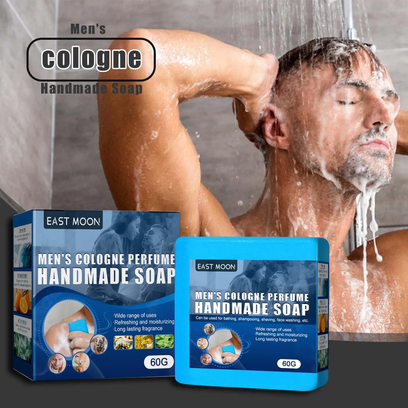60g Men's Cologne Perfume Handmade Soap For Washing Face Hair Bathing Shaving Laundry Long Lasting Fragrance Body Skin Care Soap
60g Men's Cologne Perfume Handmade Soap For Washing Face Hair Bathing Shaving Laundry Long Lasting Fragrance Body Skin Care Soap