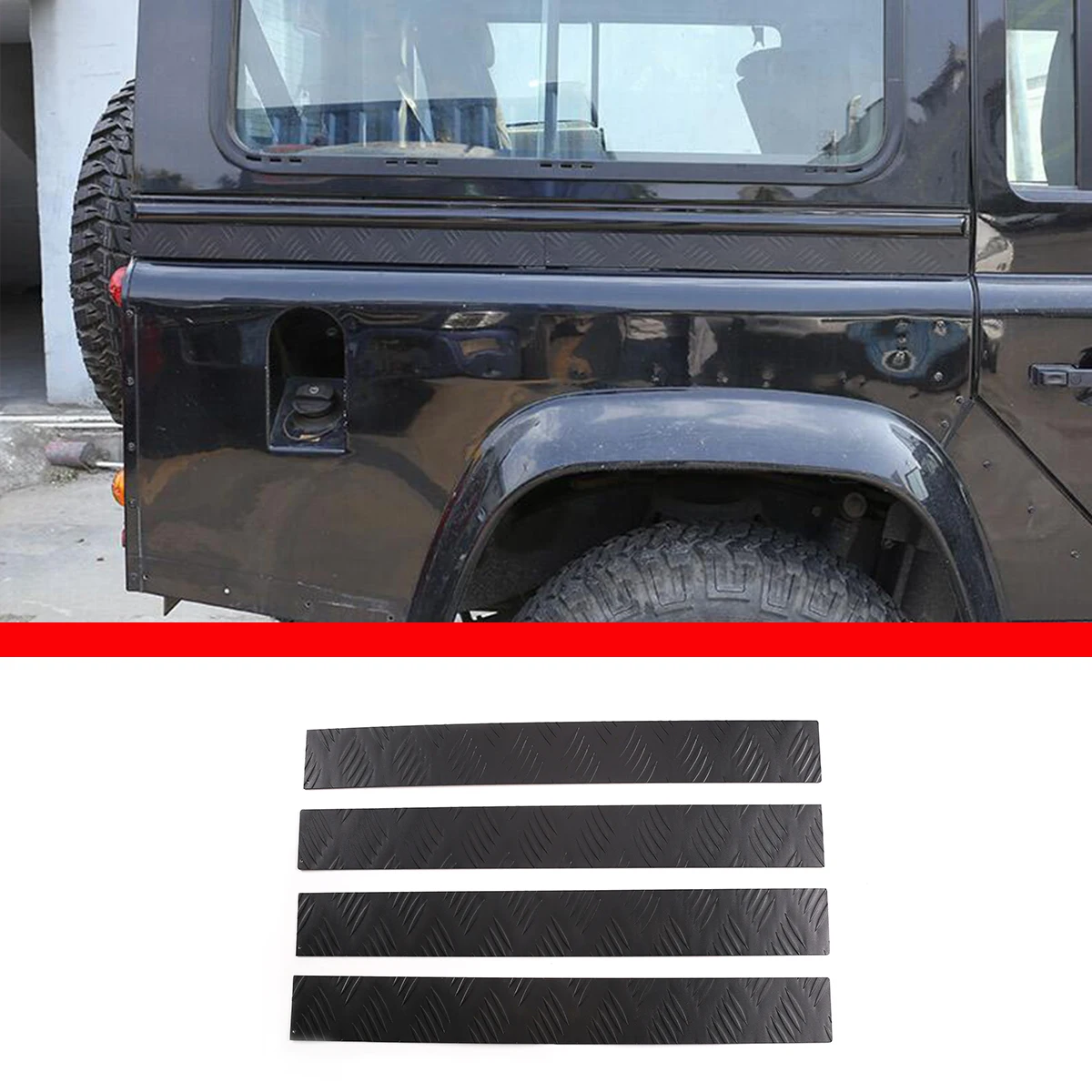 For Land Rover Defender 110 130 2004-18 Appearance details Alloy black 4 pieces of body anti-scratch protection plate auto parts
For Land Rover Defender 110 130 2004-18 Appearance details Alloy black 4 pieces of body anti-scratch protection plate auto parts